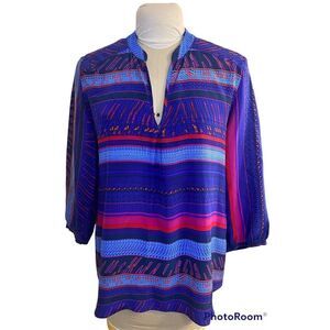 Amanda Uprichard 100% Silk Tunic Sz. M Geometric Purple/Magenta